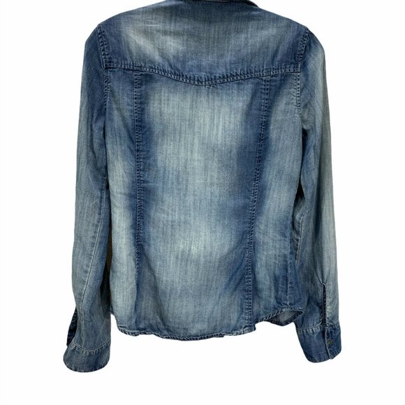 Cloth And Stone Denim Shirt Roll Tab Sleeve Tencel - Picture 7 of 10